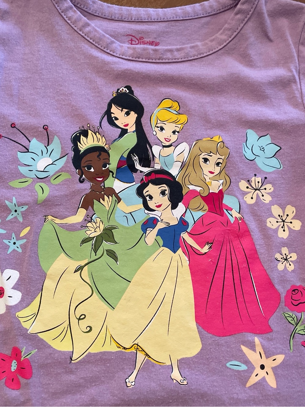 Disney Princess Lavender Tee with Pink Print